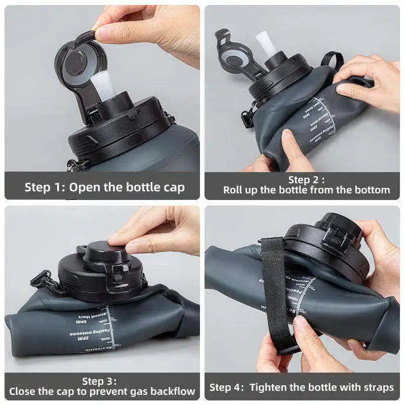 Foldable Silicone Water Bottle | Eco-Friendly, Leak-Proof & Motivational | Perfect for Hiking, Gym & Travel