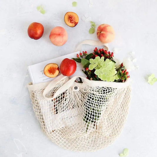 Eco-Friendly Cotton Mesh Shopping Bag – Breathable, Foldable & Reusable Tote for Produce & Groceries