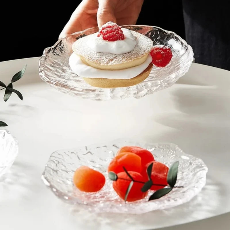 Elegant Crystal Glass Dinnerware | Plates, Bowls & Saucers for Salads, Desserts & More | Eco-Friendly & Durable