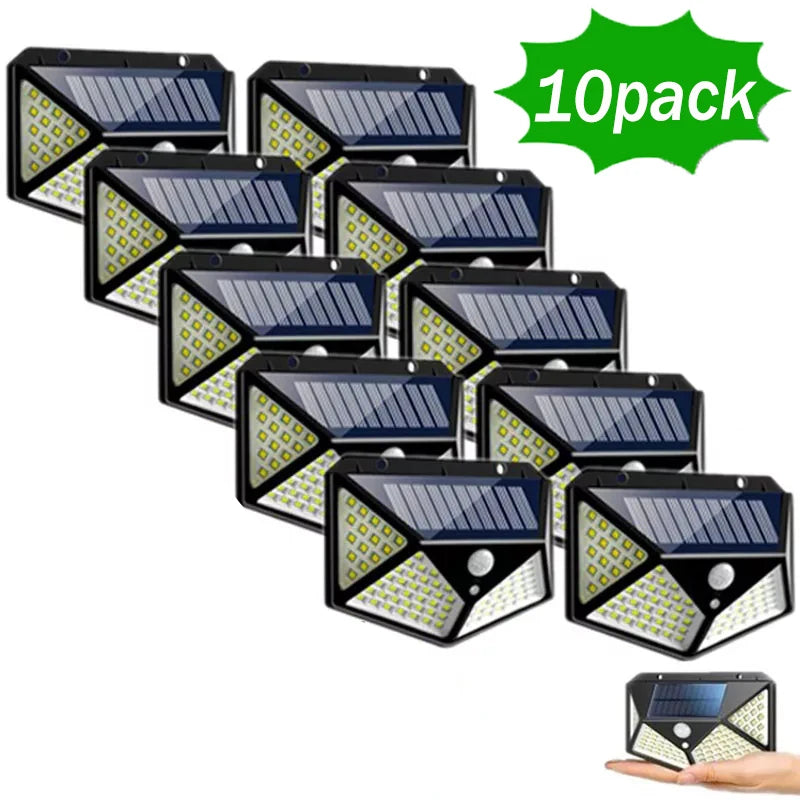 Solar Motion Sensor Light – 100 LED Ultra-Bright Outdoor Security Lamp, Waterproof, with 3 Modes