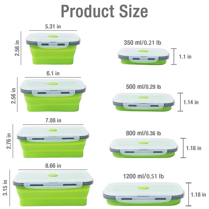 Collapsible Silicone Lunch Box – Eco-Friendly, Leakproof, Stackable Meal Prep Containers