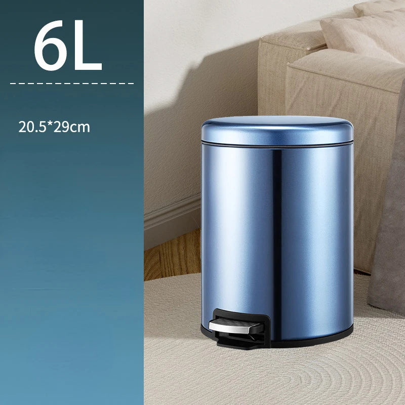 6L Stainless Steel Trash Can – Eco-Friendly Foot Pedal Bin with Soft-Close Lid