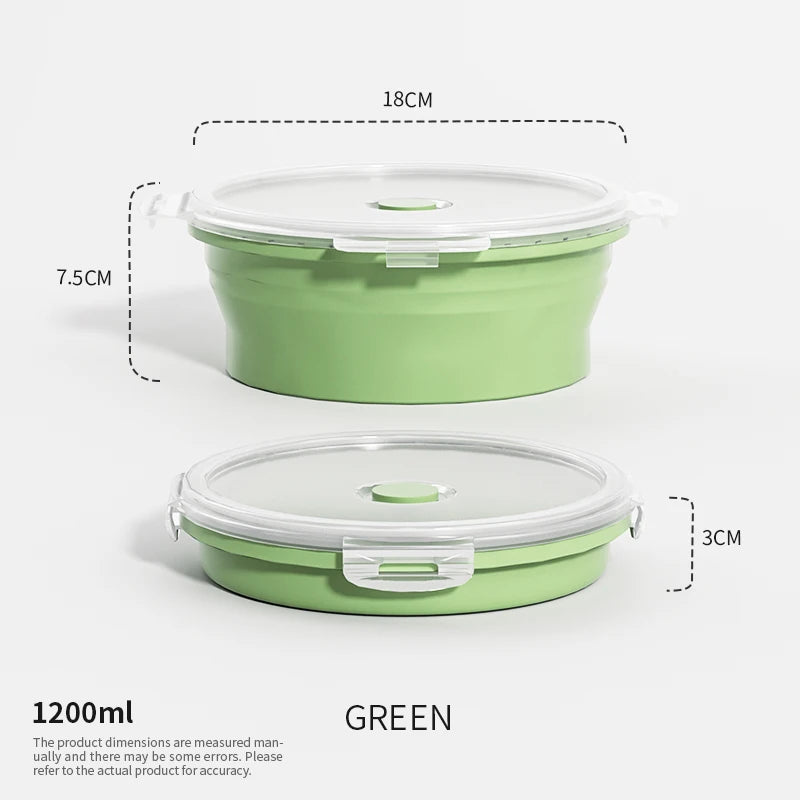 Collapsible Silicone Lunch Box – Eco-Friendly, Leakproof, Microwavable & Foldable Meal Prep Storage