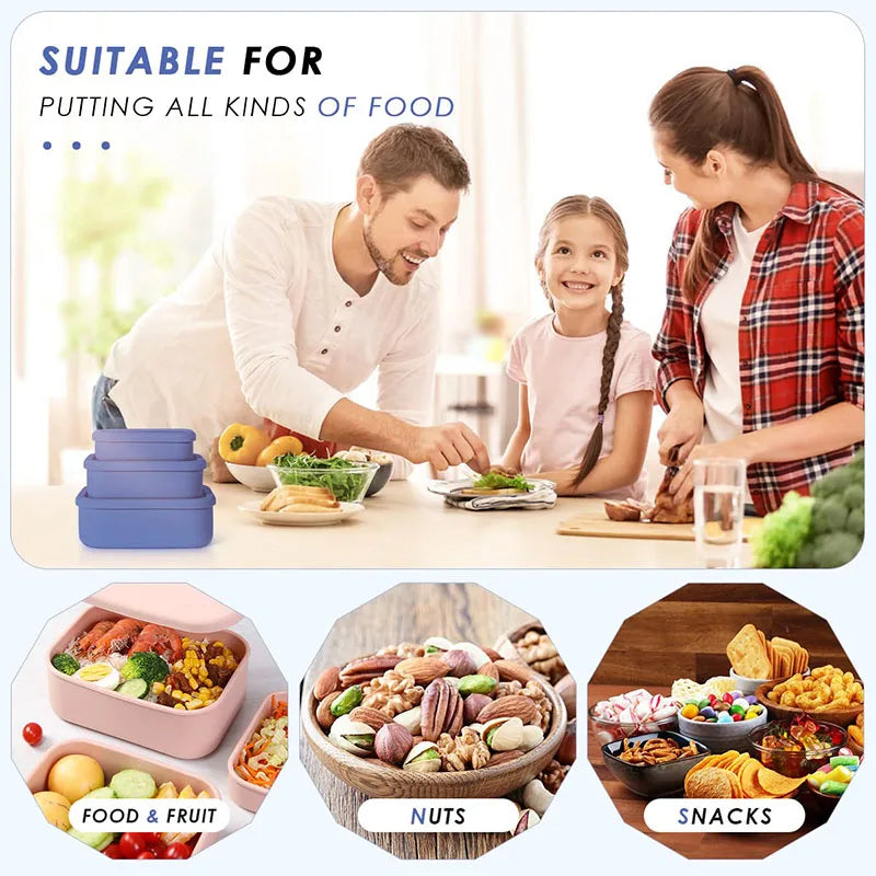 Eco-Friendly Silicone Bento Lunch Box for Kids | Leakproof, Reusable & Microwavable | Safe & Portable Food Storage for School, Picnic, and Meal Prep