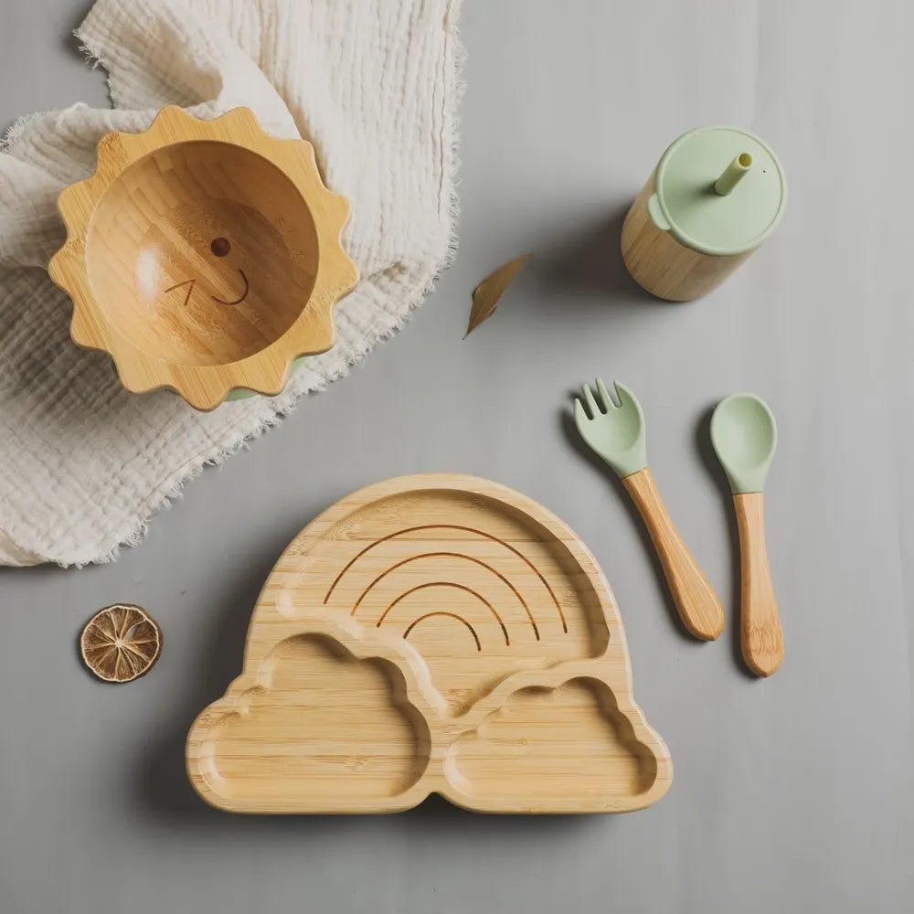 Eco-Friendly Baby Bamboo Dinnerware Set | Non-Toxic | Suction Base | Safe Feeding Essentials