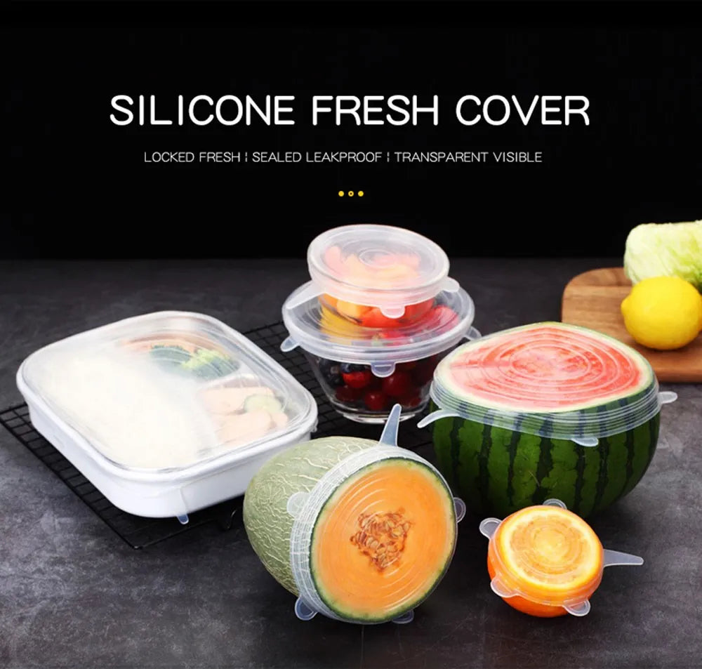 Reusable Silicone Stretch Lids – BPA-Free, Heat-Resistant, Airtight Food Covers (6-Pack)