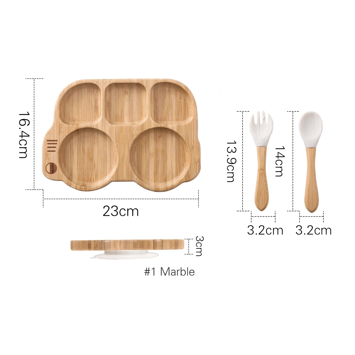 Baby Bamboo Suction Plate Set | Eco-Friendly & BPA-Free Baby Feeding Tableware