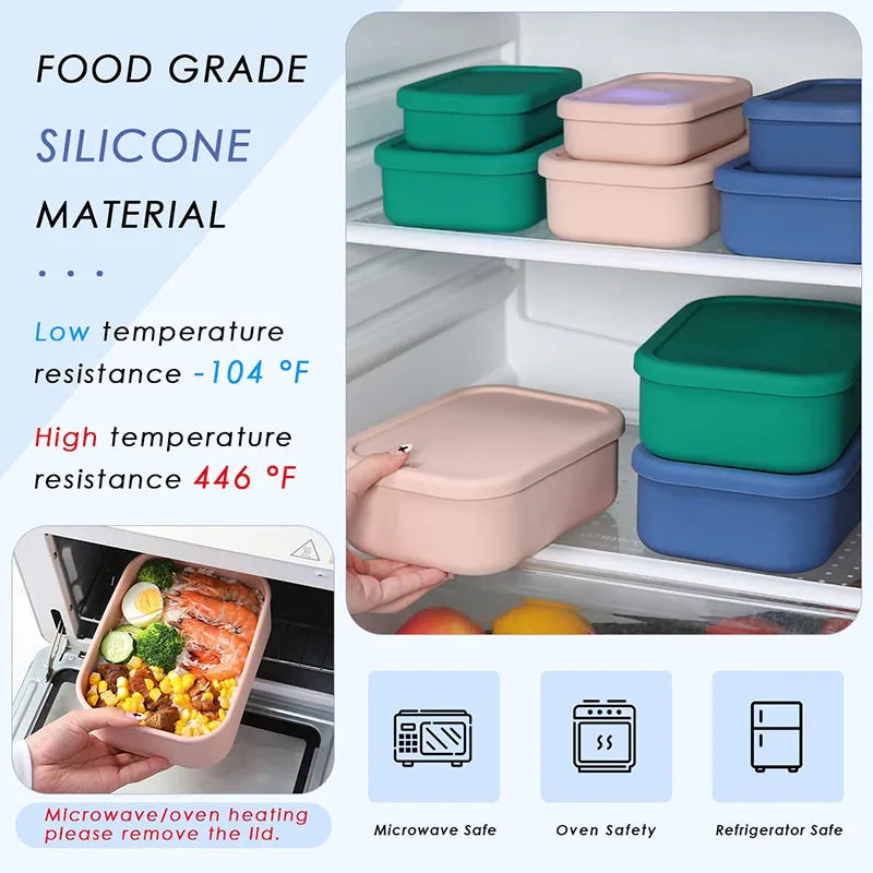 Eco-Friendly Silicone Bento Lunch Box for Kids | Leakproof, Reusable & Microwavable | Safe & Portable Food Storage for School, Picnic, and Meal Prep