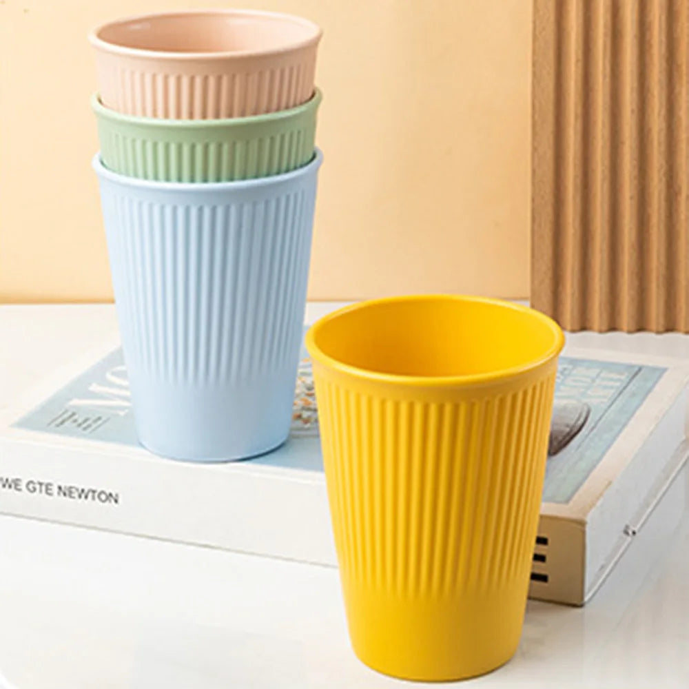 8Pcs Wheat Straw Coffee & Water Cups – Eco-Friendly Reusable Plastic Mugs for Home & Travel