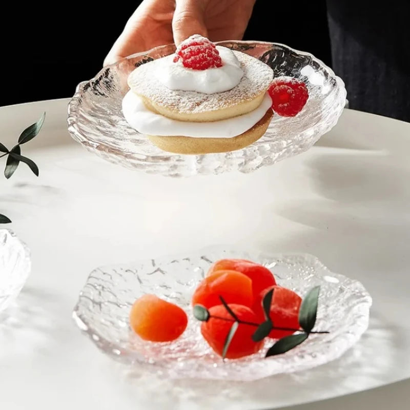 Elegant Crystal Glass Dinnerware | Plates, Bowls & Saucers for Salads, Desserts & More | Eco-Friendly & Durable