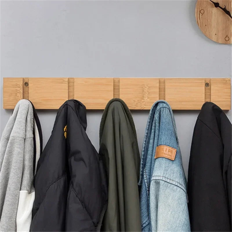 Bamboo Wall-Mounted Coat Rack – 3 & 4 Hook Options, Modern & Space-Saving