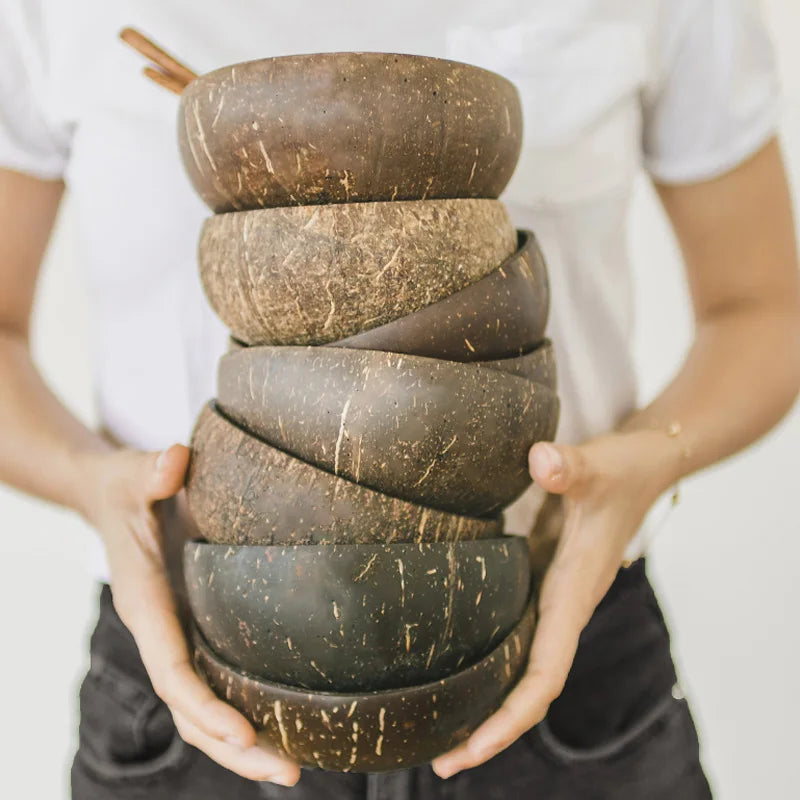 Handmade Natural Coconut Bowl – Eco-Friendly & Sustainable | Perfect for Rice, Salad, Dessert & Snacks