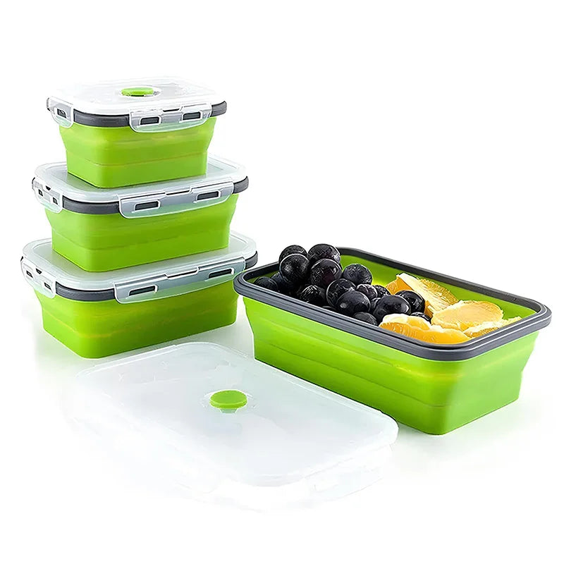 Collapsible Silicone Lunch Box – Eco-Friendly, Leakproof, Stackable Meal Prep Containers