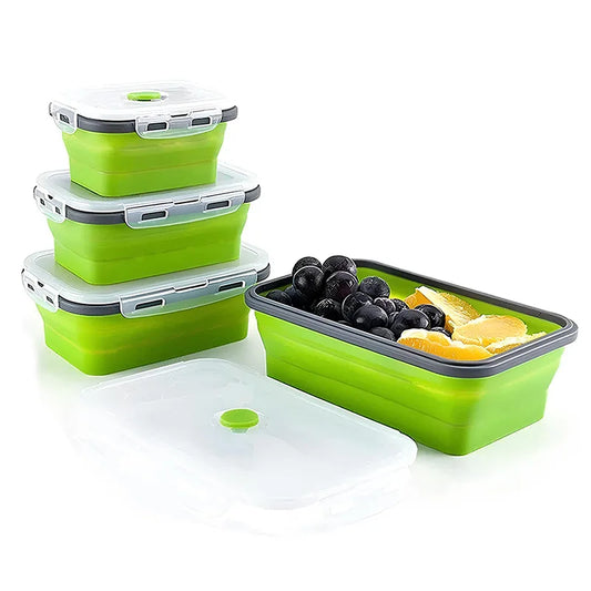 Collapsible Silicone Lunch Box – Eco-Friendly, Leakproof, Stackable Meal Prep Containers