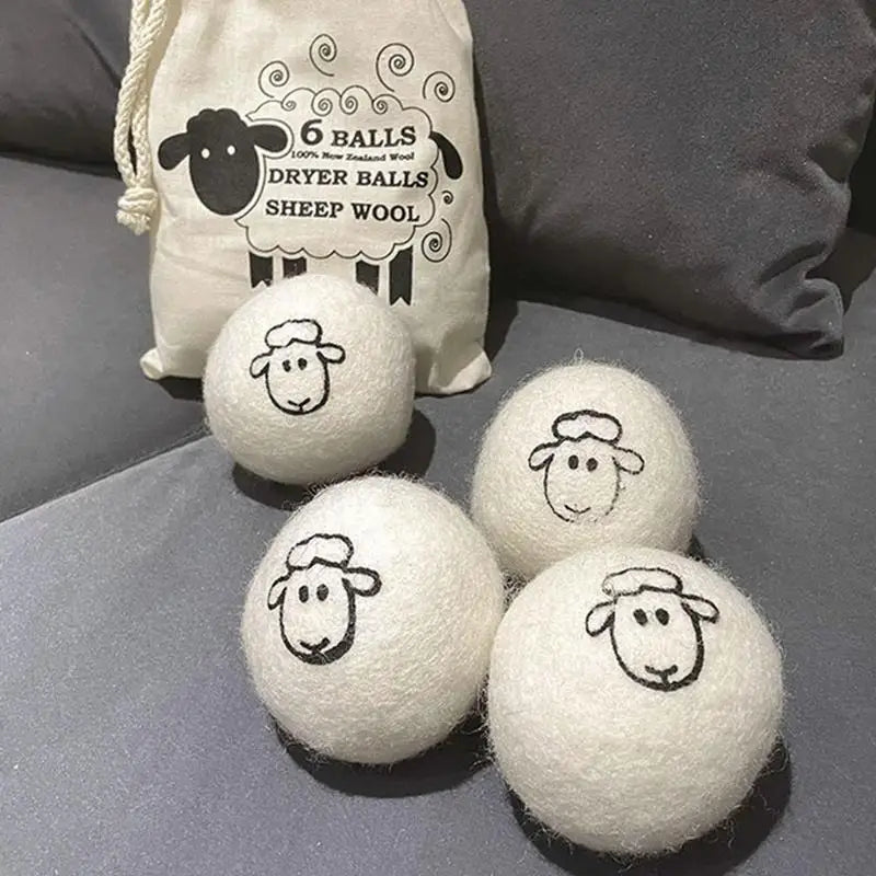 Natural Wool Dryer Balls | 6-Pack Reusable Laundry Balls | Reduce Wrinkles & Save Drying Time