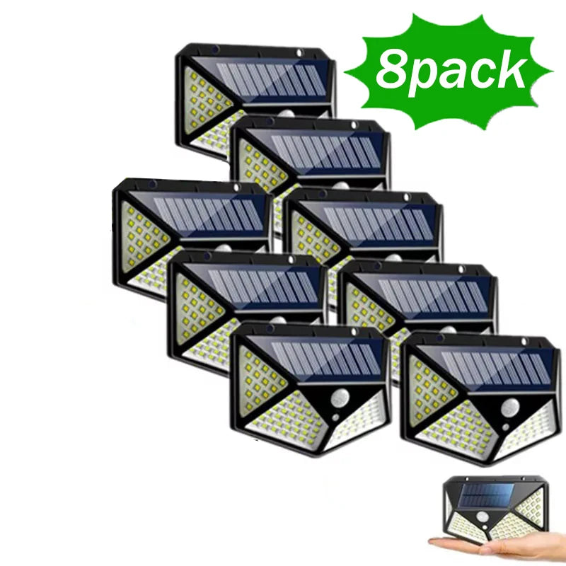 Solar Motion Sensor Light – 100 LED Ultra-Bright Outdoor Security Lamp, Waterproof, with 3 Modes