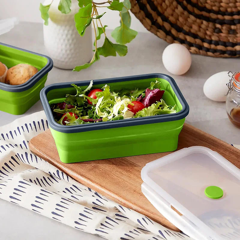 Collapsible Silicone Lunch Box – Eco-Friendly, Leakproof, Stackable Meal Prep Containers