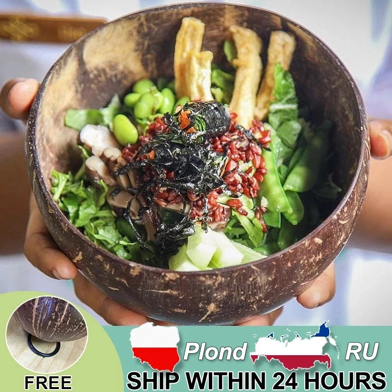 Handmade Natural Coconut Bowl – Eco-Friendly & Sustainable | Perfect for Rice, Salad, Dessert & Snacks