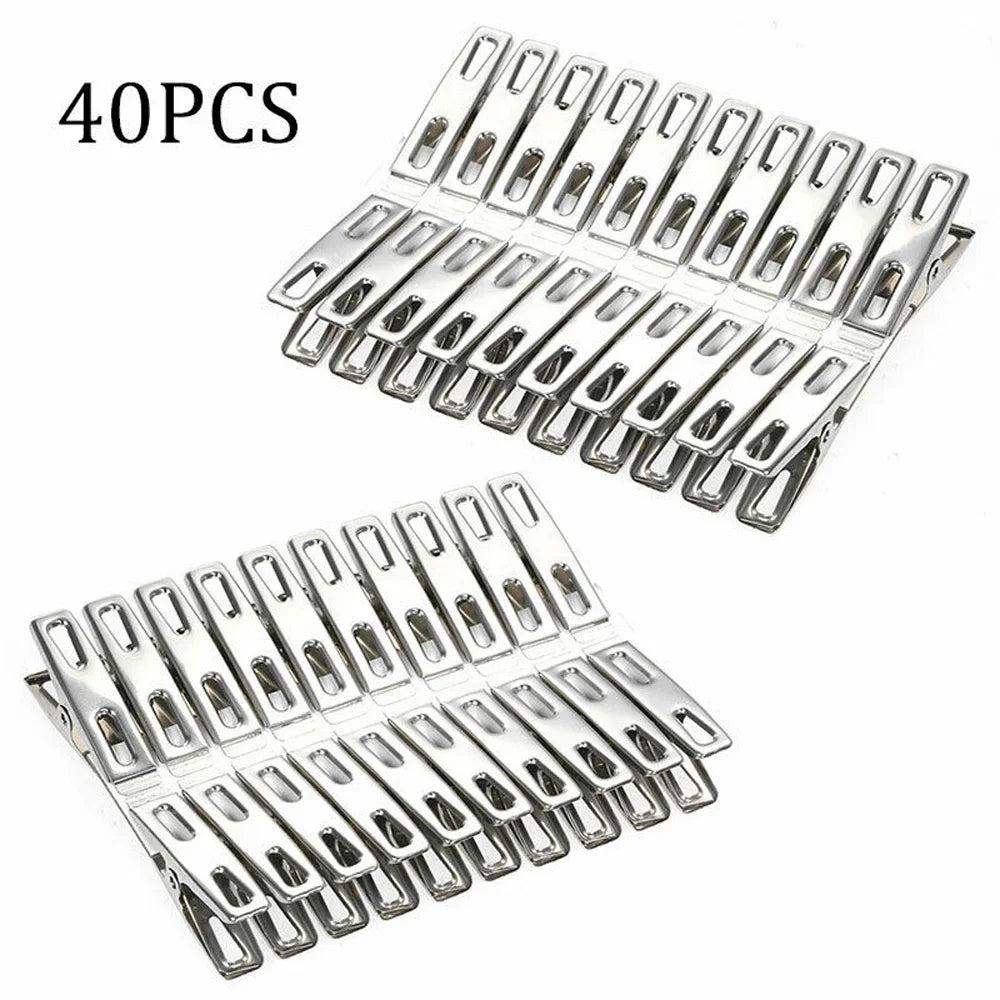 20/40PCS Stainless Steel Clothes Pegs – Durable & Eco-Friendly Laundry Clips