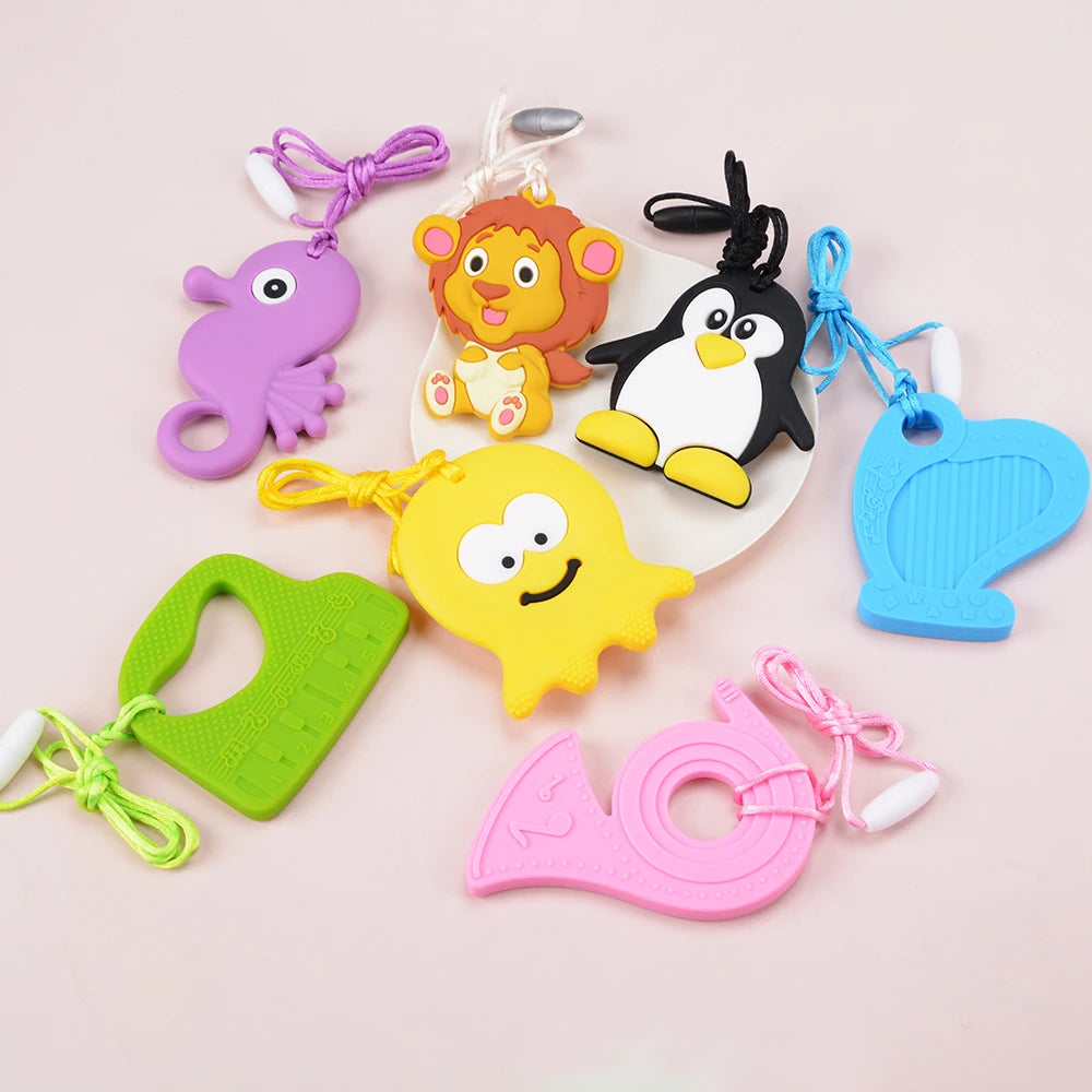 Baby Silicone Teether Necklace | Chewy Sensory Pendant | Oral Motor Therapy for Autism & ADHD