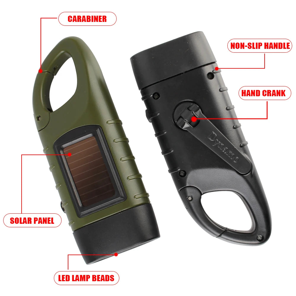 LED Hand Crank Flashlight – 1000 Lumens, Solar & Manual Charging, Waterproof, Self-Defense & Shock-Resistant, 200-500m Lighting Distance