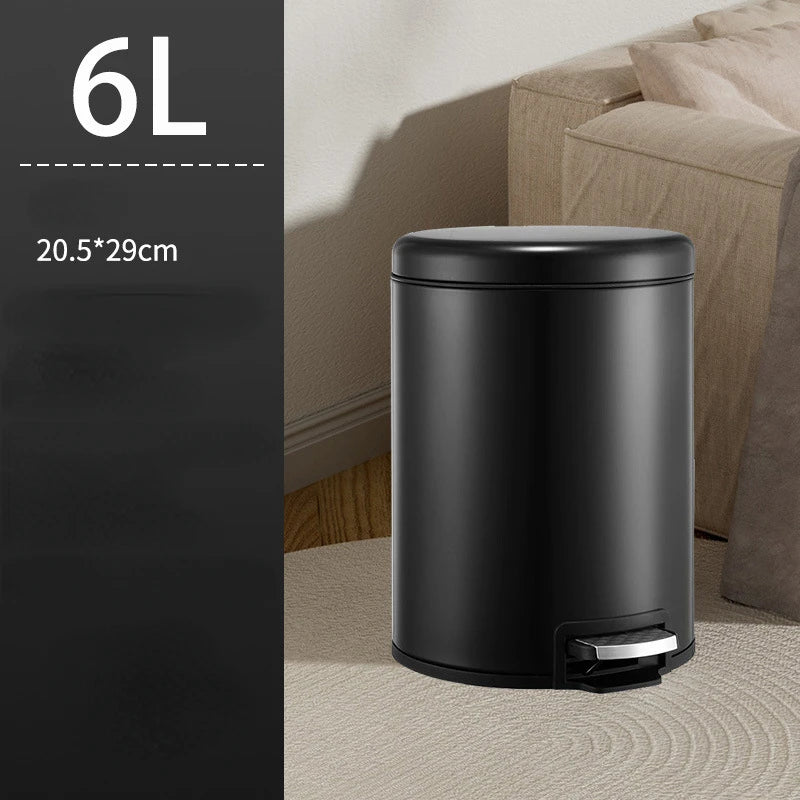 6L Stainless Steel Trash Can – Eco-Friendly Foot Pedal Bin with Soft-Close Lid