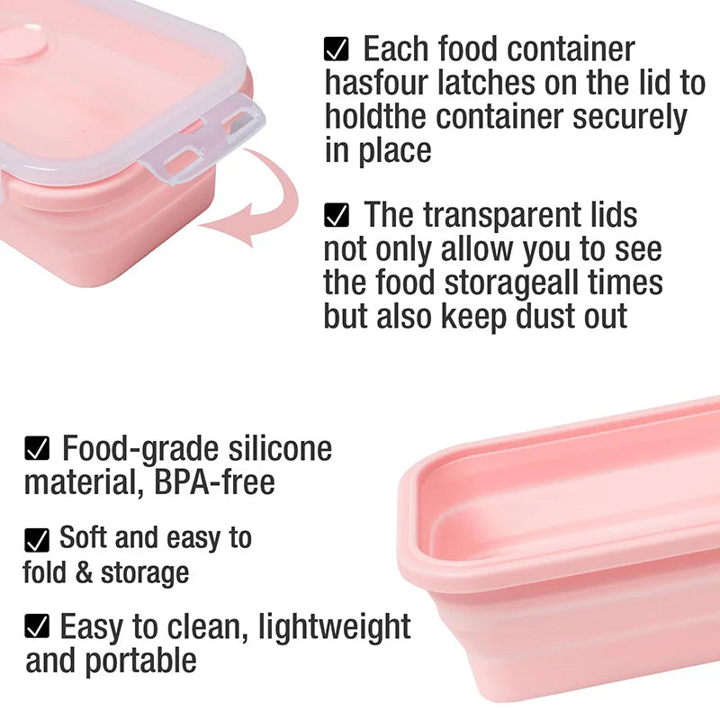 Collapsible Silicone Food Storage Containers – Leakproof, Eco-Friendly, Microwavable Bento Lunch Boxes