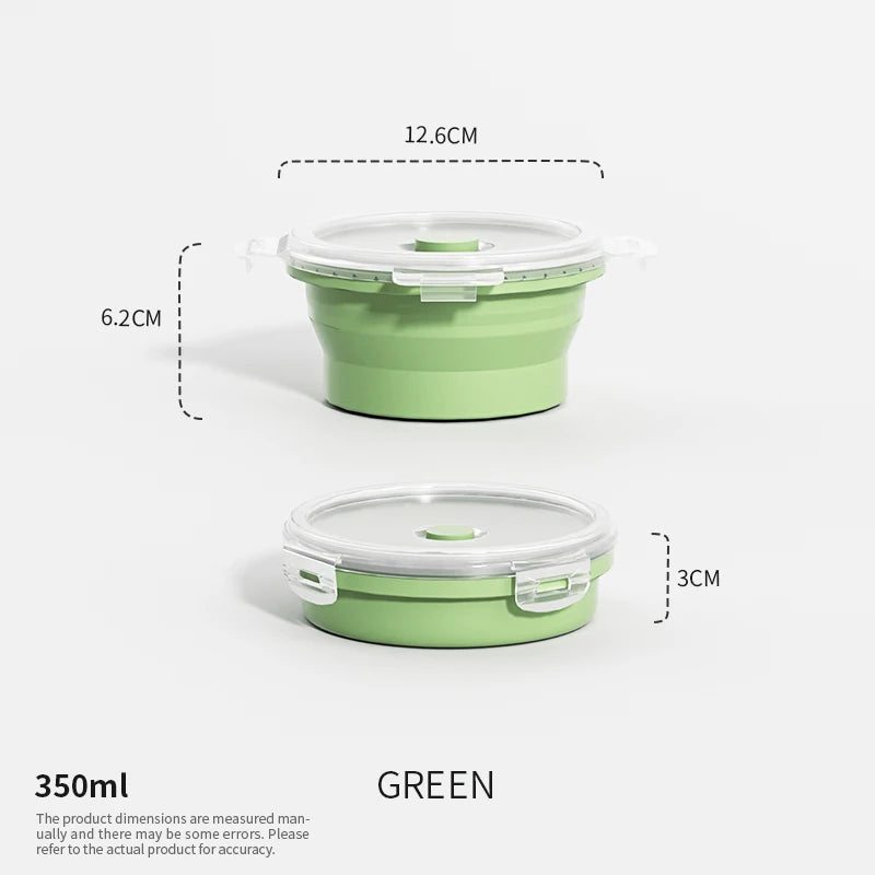 Collapsible Silicone Lunch Box – Eco-Friendly, Leakproof, Microwavable & Foldable Meal Prep Storage