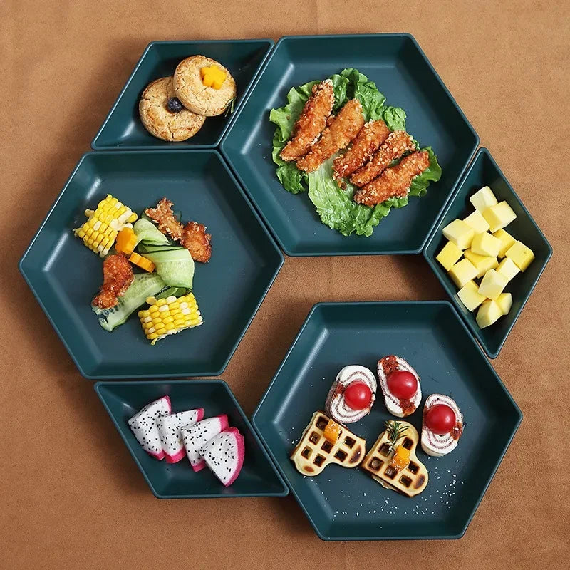 Eco-Friendly Wheat Straw Hexagonal Dinner Plate Set | Unbreakable, Dishwasher & Microwave Safe | Perfect for Parties, Weddings, and Home Use