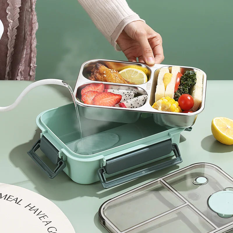 Stainless Steel Leakproof Lunch Box – Eco-Friendly, Insulated Food Container with Cutlery