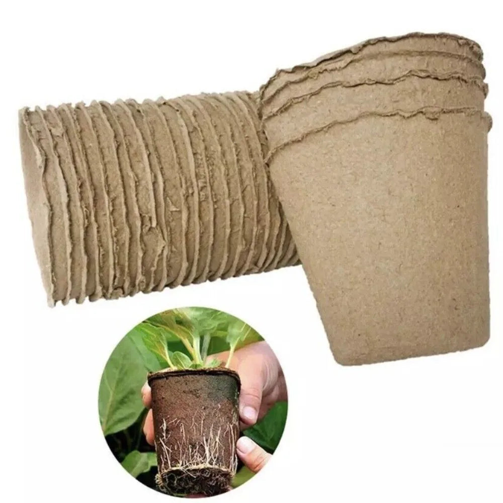 10PCS Biodegradable Fiber Planting Pots – Eco-Friendly Seedling Starter