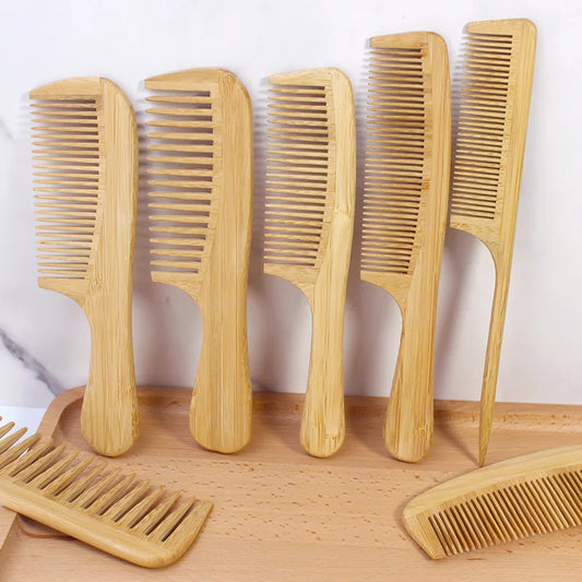 Bamboo Wide Tooth Comb | Anti-Static Detangling Hair Brush for Curly & Straight Hair | Gentle Scalp Massage & Smoothing | Eco-Friendly for Women & Men