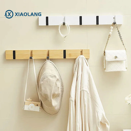 Bamboo Wall-Mounted Coat Rack – 3 & 4 Hook Options, Modern & Space-Saving