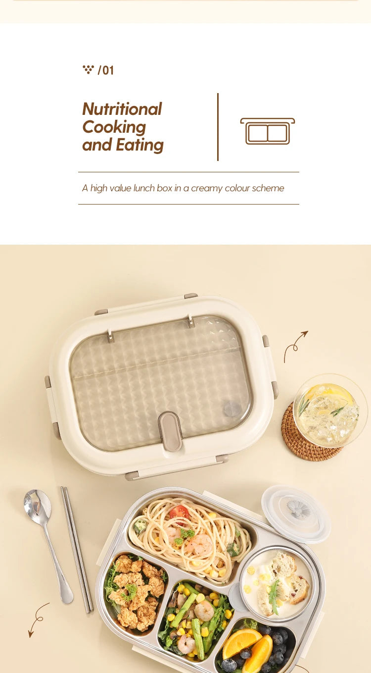 304 Stainless Steel Insulated Lunch Box – Leakproof, Portable, & Large-Capacity Bento Box