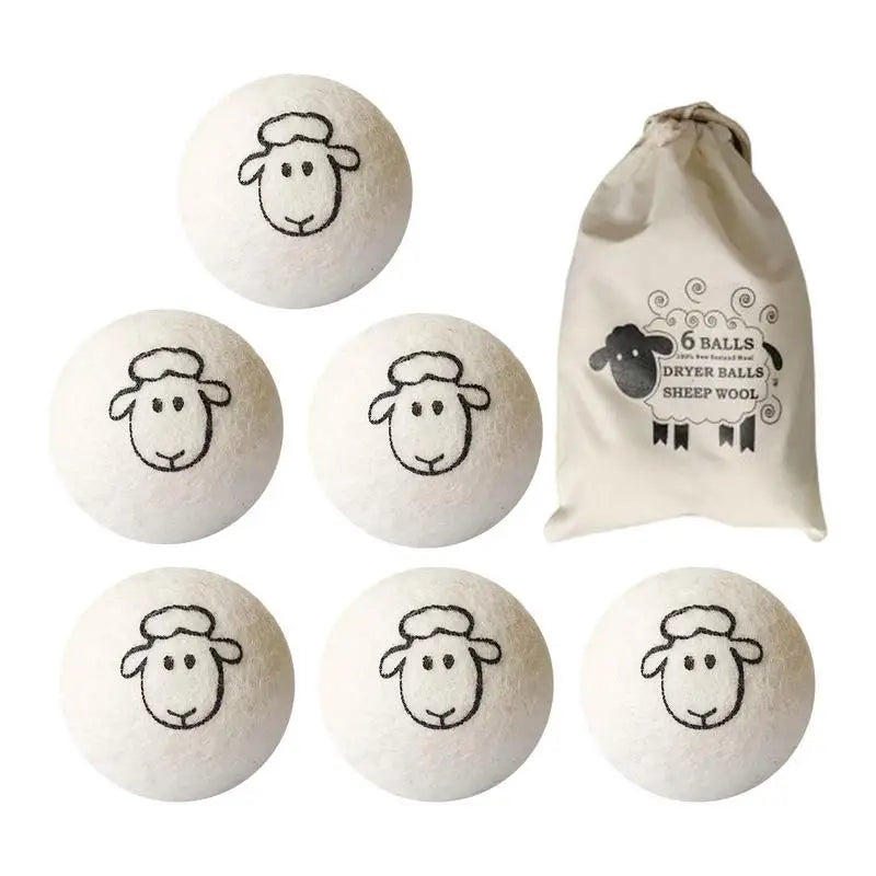 Natural Wool Dryer Balls | 6-Pack Reusable Laundry Balls | Reduce Wrinkles & Save Drying Time