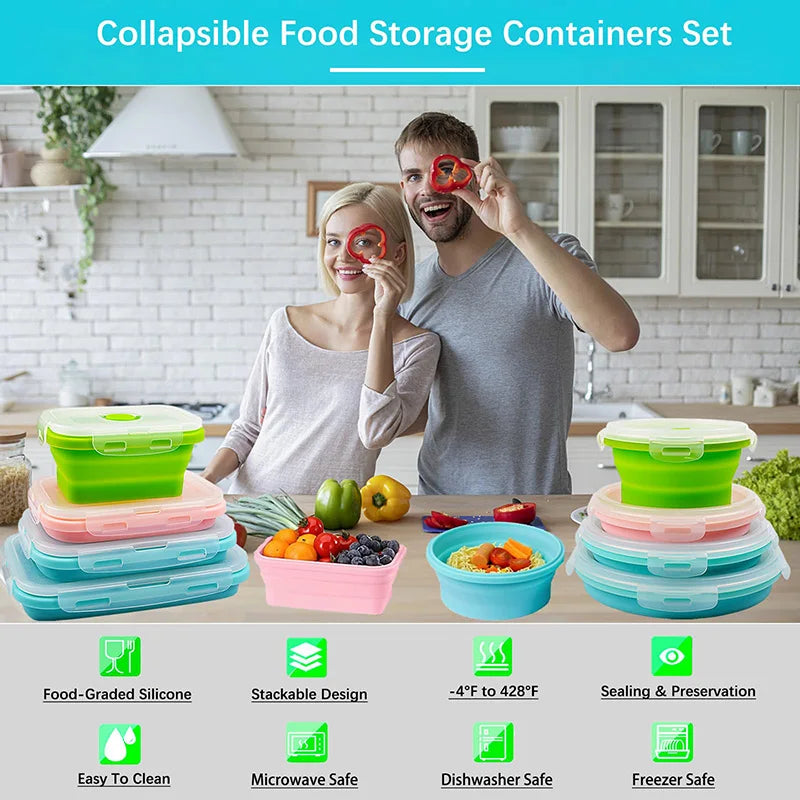 Collapsible Silicone Food Storage Containers | Leakproof, BPA-Free & Microwavable