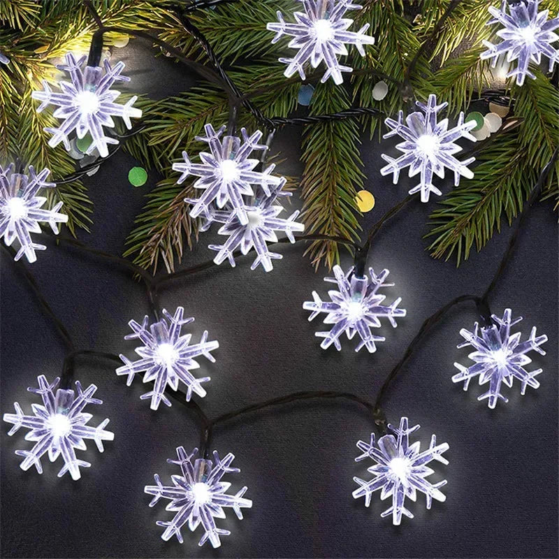 Solar Powered Snowflake LED String Lights - Waterproof & Eco-Friendly Outdoor Holiday Lights, 8 Hours of Illumination | Perfect for Garden, Patio, Christmas & Party Décor