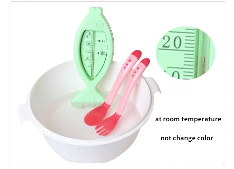 Baby Temperature Sensing Spoon & Fork Set | Soft Silicone | BPA-Free | Safe Self-Feeding