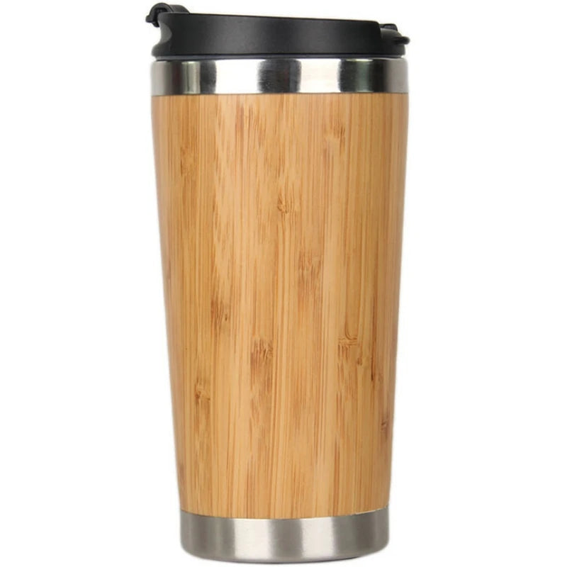 450ml Bamboo Stainless Steel Travel Mug | Eco-Friendly Reusable Coffee Cup with Leak-Resistant Lid