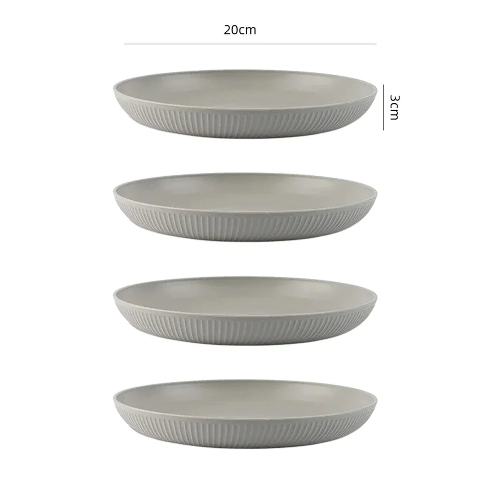 Grey Wheat Straw Dinnerware Set | Eco-Friendly 4Pcs/16Pcs Bowl, Cup, and Dish Set | Portable Tableware Kits for Home, Party, Picnic & Camping | Sustainable Dining