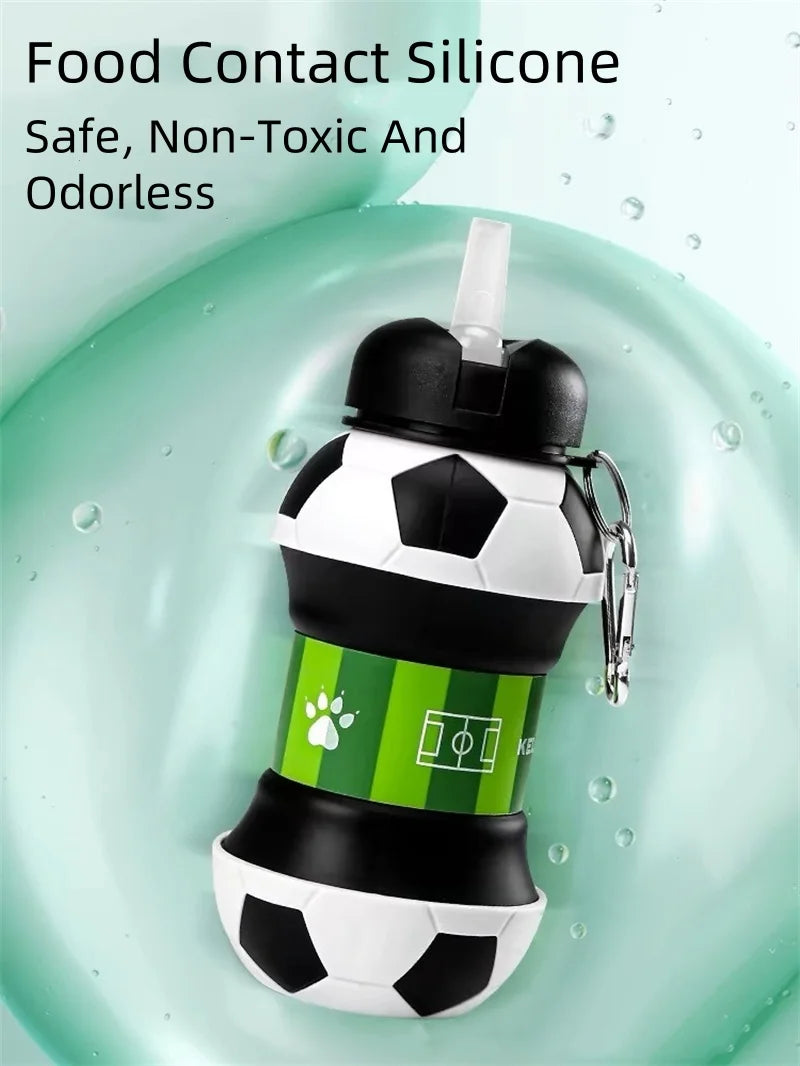 Foldable Silicone Sports Water Bottle – 550ml Leakproof & Portable for Kids & Outdoor Activities