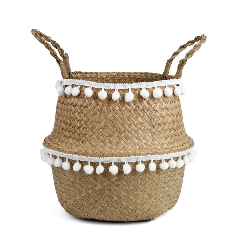 Handmade Wicker & Seagrass Storage Basket – Eco-Friendly, Foldable & Multi-Purpose