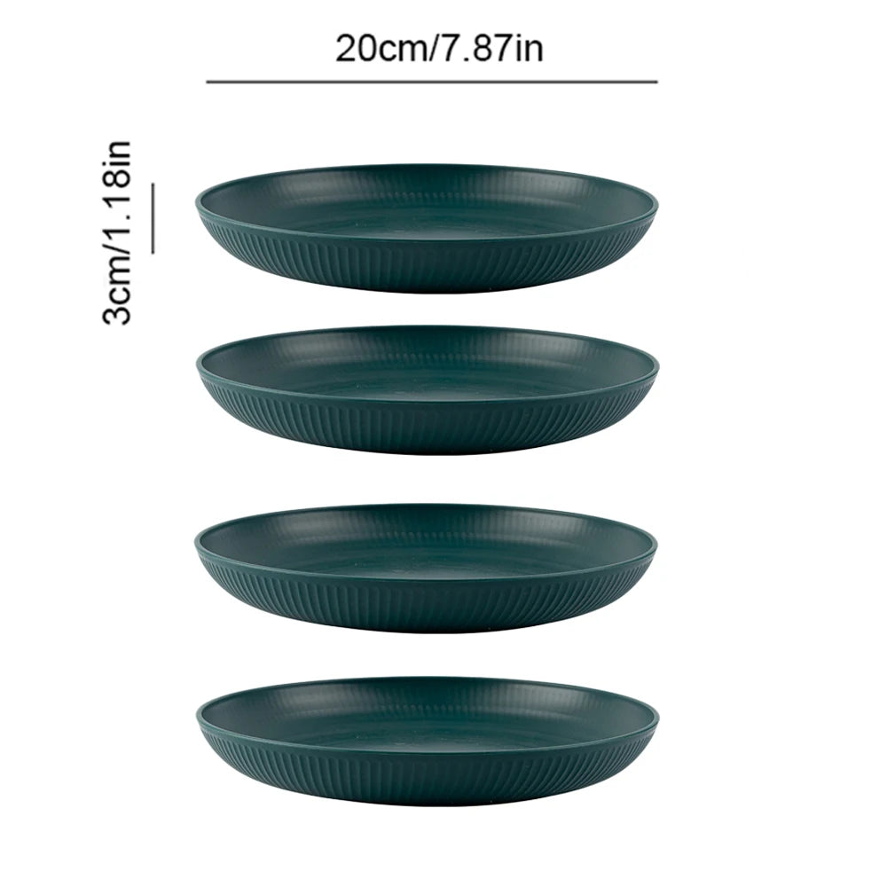 4Pcs Wheat Straw Dinner Plates Set | Eco-Friendly, Dishwasher Safe, Round Plates | Sustainable Tableware for Home, Hotel, & Party