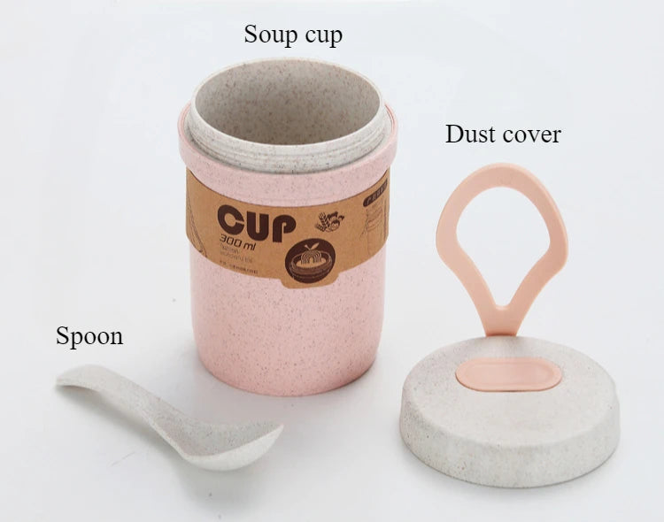 Portable Wheat Straw Coffee Mug with Lid & Spoon – Eco-Friendly, Leakproof & Reusable Travel Cup