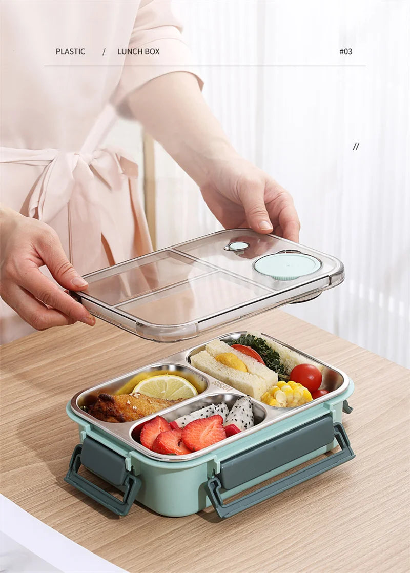 Stainless Steel Leakproof Lunch Box – Eco-Friendly, Insulated Food Container with Cutlery