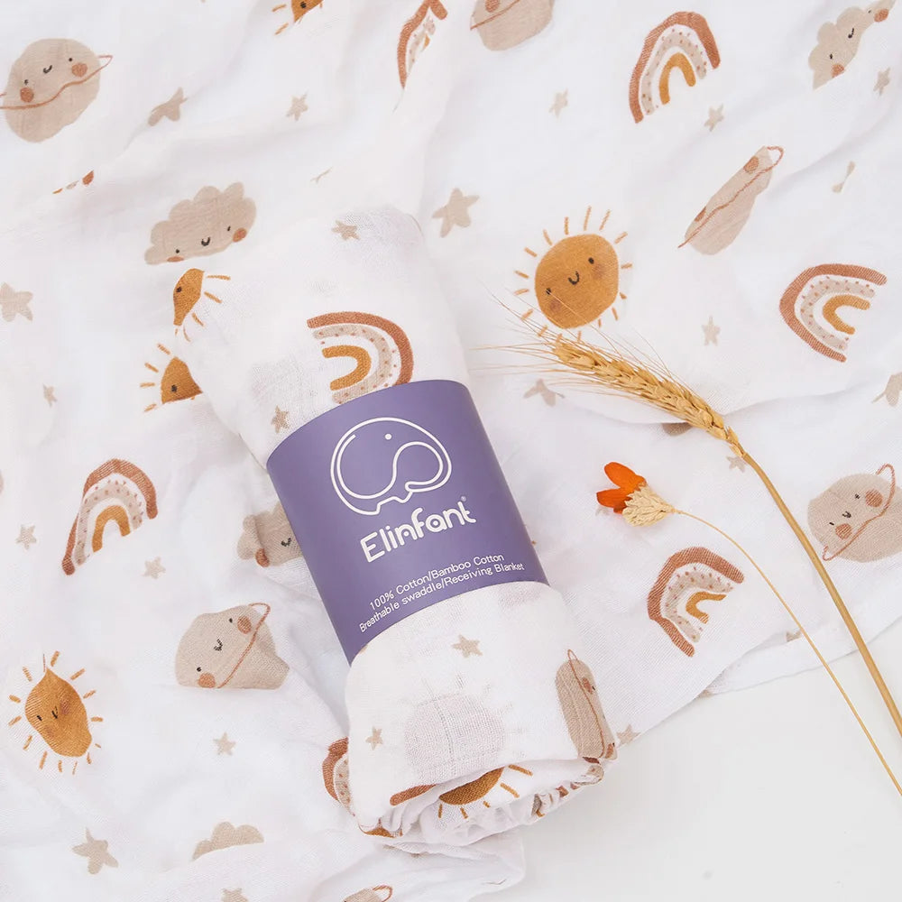 Bamboo Cotton Baby Swaddle Blanket (110x120 cm) - Soft, Breathable & Eco-Friendly | Reusable & Quick-Dry