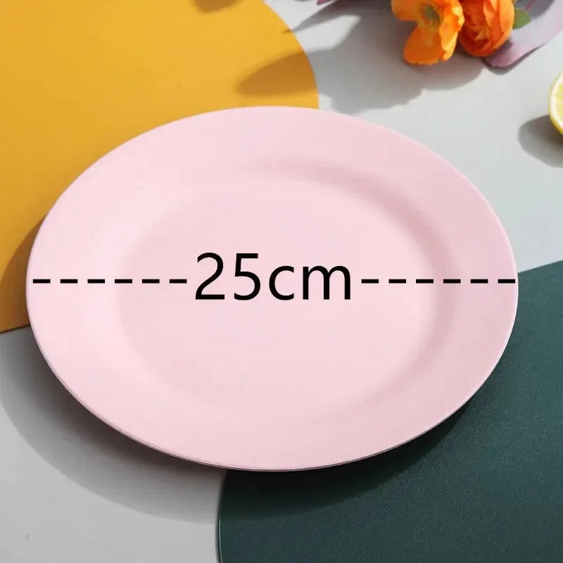 25cm Wheat Straw Pizza Tray | Unbreakable & Reusable Plastic Dinner Plate | Eco-Friendly Tableware for Pasta, Steak & More