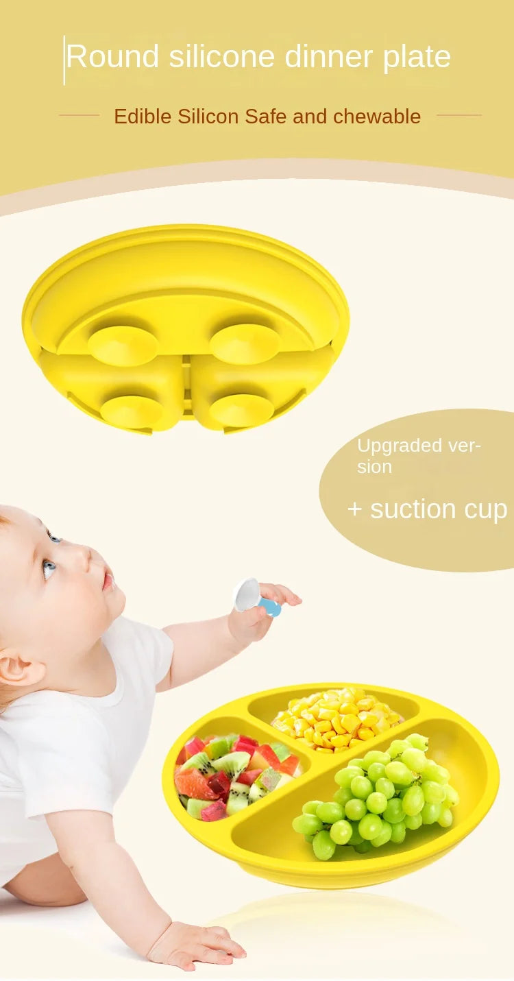 Silicone Baby Suction Plate | Cute Owl Design | BPA-Free Toddler Feeding Bowl