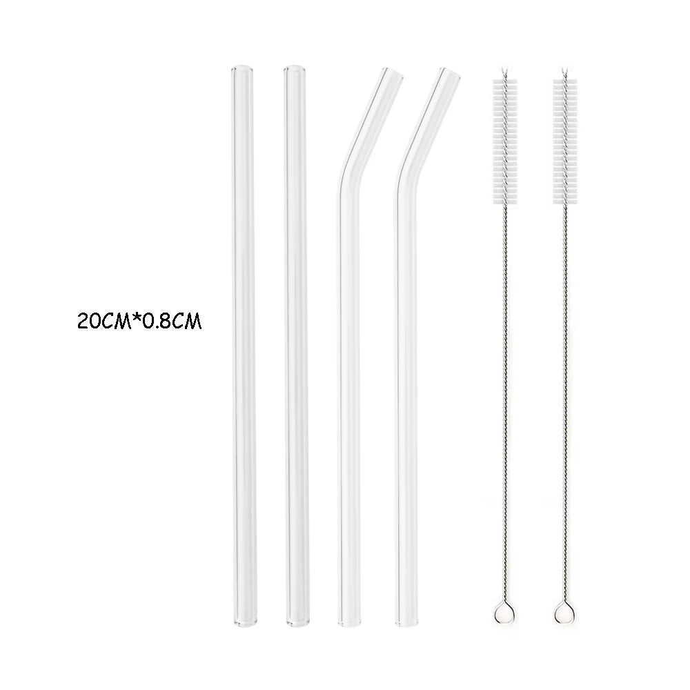 Reusable Glass Straws | High Borosilicate Eco-Friendly Drinking Straws | Boba, Bubble Tea, Milkshakes & More