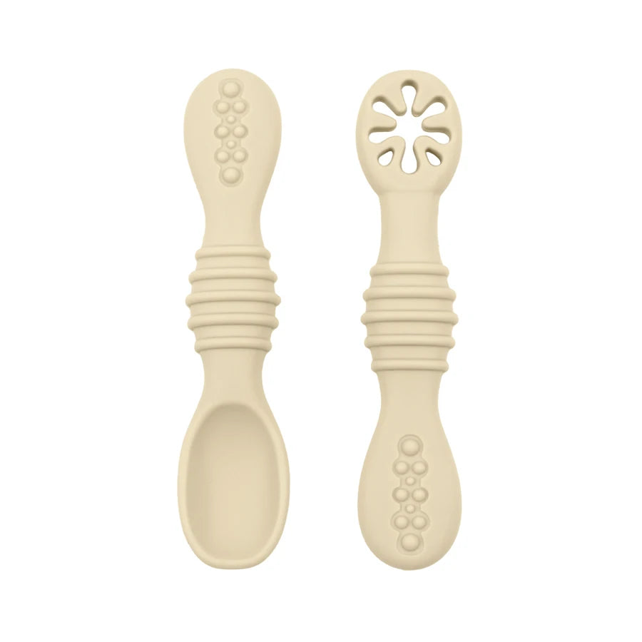 2PCS Silicone Baby Learning Spoon Set | BPA-Free Soft Training Utensils for Self-Feeding